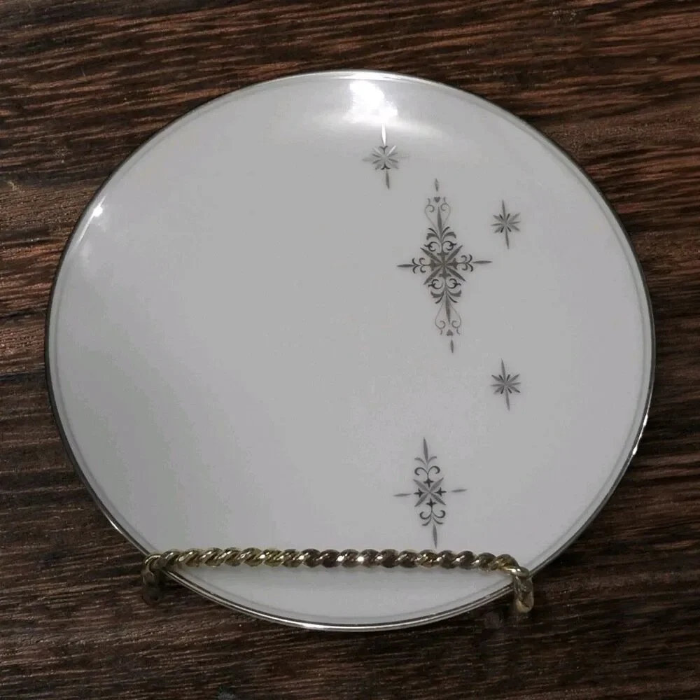 Vintage 1960s Noritake Stella 6602 Bread Dessert Plates Atomic Starburst Set 2
